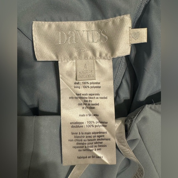 David’s Bridal Dusty Blue Chiffon One Shoulder Bridesmaid Dress Size 4 - Picture 3 of 6